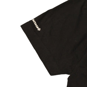 極美品 CHROME HEARTS クロムハーツ 半袖Tシャツ サイズXXL ネックロゴ オールドイングリッシュ スクロールラベル ブラック 中古 4a006276
