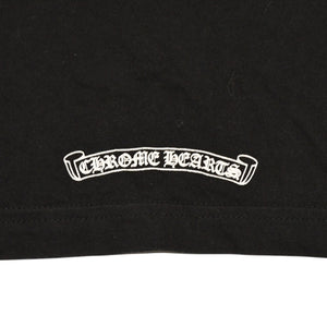 極美品 CHROME HEARTS クロムハーツ 半袖Tシャツ サイズXXL ネックロゴ オールドイングリッシュ スクロールラベル ブラック 中古 4a006276