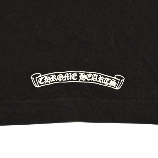 極美品 CHROME HEARTS クロムハーツ 半袖Tシャツ サイズXXL ネックロゴ オールドイングリッシュ スクロールラベル ブラック 中古 4a006276