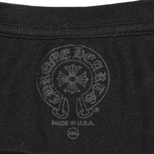 極美品 CHROME HEARTS クロムハーツ 半袖Tシャツ サイズXXL ネックロゴ オールドイングリッシュ スクロールラベル ブラック 中古 4a006276