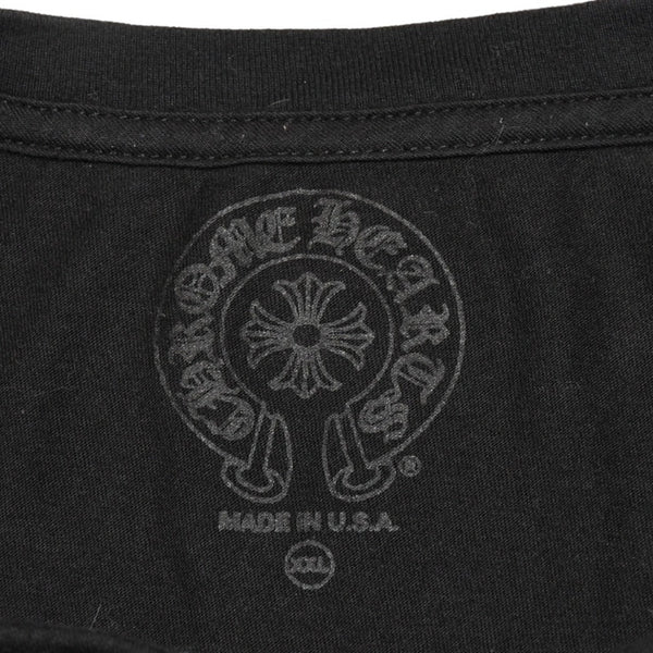 極美品 CHROME HEARTS クロムハーツ 半袖Tシャツ サイズXXL ネックロゴ オールドイングリッシュ スクロールラベル ブラック 中古 4a006276
