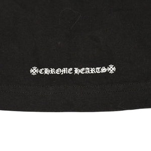 極美品 CHROME HEARTS クロムハーツ 半袖Tシャツ サイズXXL ネックロゴ オールドイングリッシュ スクロールラベル ブラック 中古 4a006276