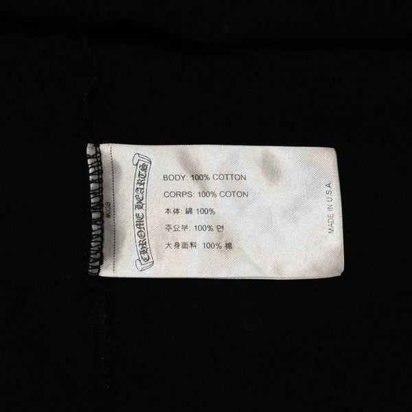 極美品 CHROME HEARTS クロムハーツ 半袖Tシャツ サイズXXL ネックロゴ オールドイングリッシュ スクロールラベル ブラック 中古 4a006276