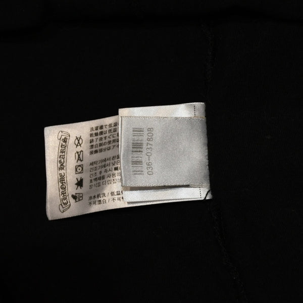 極美品 CHROME HEARTS クロムハーツ 半袖Tシャツ サイズXXL ネックロゴ オールドイングリッシュ スクロールラベル ブラック 中古 4a006276