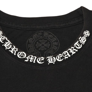 CHROME HEARTS クロムハーツ 半袖Tシャツ サイズM オールドイングリッシュ ネックロゴ スクロールラベル ブラック 美品 中古 4a006278
