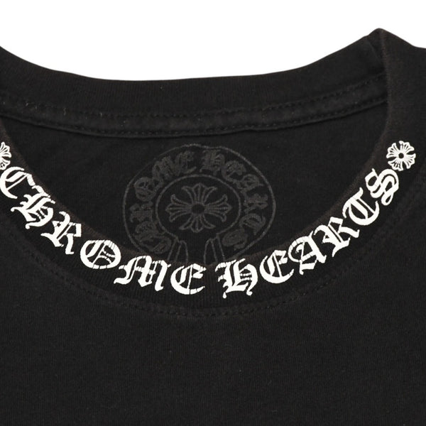 CHROME HEARTS クロムハーツ 半袖Tシャツ サイズM オールドイングリッシュ ネックロゴ スクロールラベル ブラック 美品 中古 4a006278