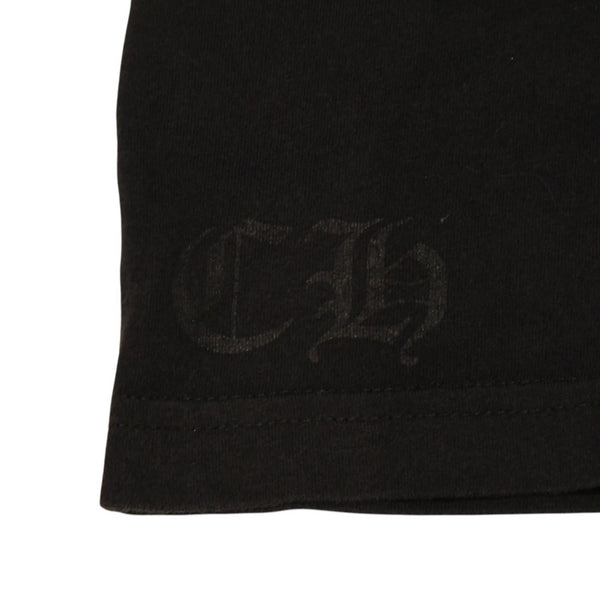 CHROME HEARTS クロムハーツ 半袖Tシャツ サイズM オールドイングリッシュ ネックロゴ スクロールラベル ブラック 美品 中古 4a006278