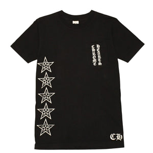 CHROME HEARTS クロムハーツ 半袖Tシャツ サイズS オールドイングリッシュ スター Tバー プリント ブラック ホワイト 美品 中古 4a006279