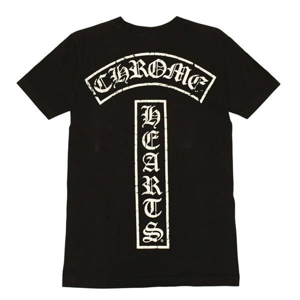 CHROME HEARTS クロムハーツ 半袖Tシャツ サイズS オールドイングリッシュ スター Tバー プリント ブラック ホワイト 美品 中古 4a006279