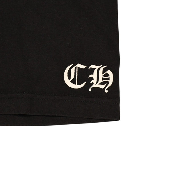 CHROME HEARTS クロムハーツ 半袖Tシャツ サイズS オールドイングリッシュ スター Tバー プリント ブラック ホワイト 美品 中古 4a006279