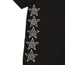 Load the image into the gallery viewer. CHROME HEARTS クロムハーツ 半袖Tシャツ サイズS オールドイングリッシュ スター Tバー プリント ブラック ホワイト 美品 中古 4a006279