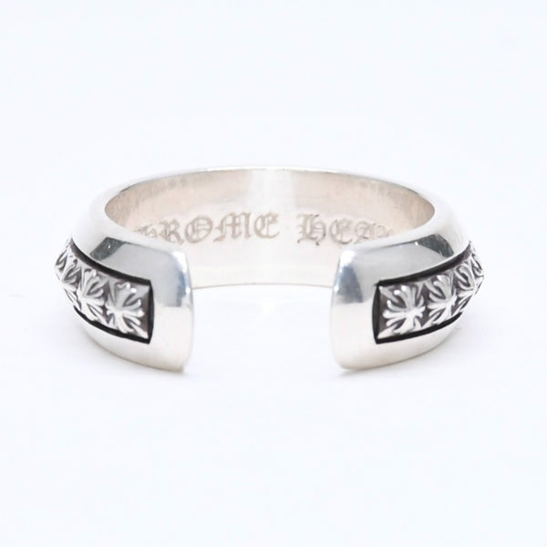 極美品 CHROME HEARTS クロムハーツ CH PLUS PYRAMID OPEN BAND CHプラス ピラミッド オープンバンドリング 重量7.57g 17号 中古 4a006272