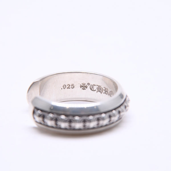 極美品 CHROME HEARTS クロムハーツ CH PLUS PYRAMID OPEN BAND CHプラス ピラミッド オープンバンドリング 重量7.57g 17号 中古 4a006272