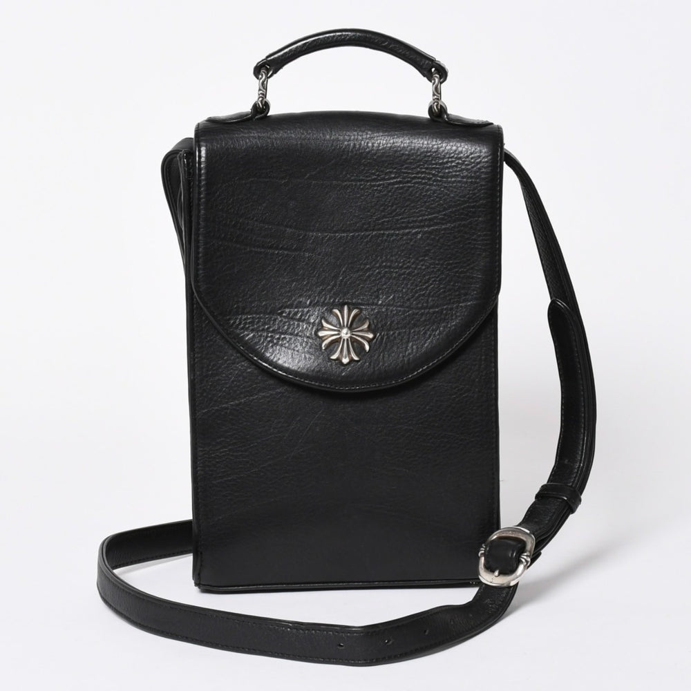 極美品 CHROME HEARTS クロムハーツ ショルダーバッグ 2WAY CHプラス装飾 ガンスリンガー クロスボール ブラック シルバー925 中古 4a006292