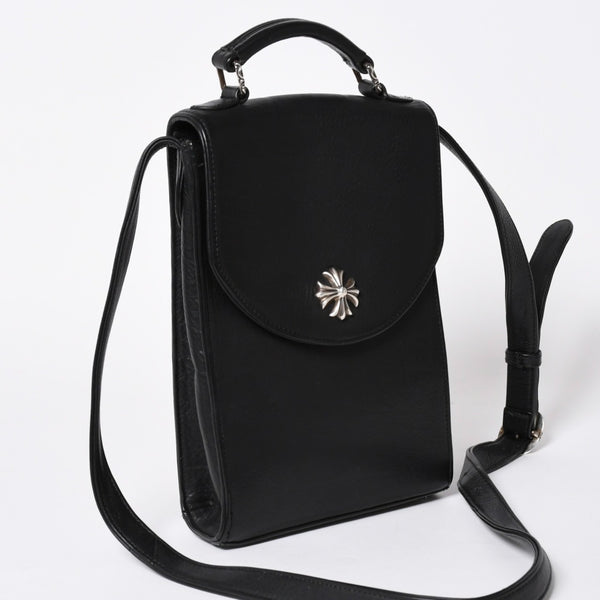 極美品 CHROME HEARTS クロムハーツ ショルダーバッグ 2WAY CHプラス装飾 ガンスリンガー クロスボール ブラック シルバー925 中古 4a006292