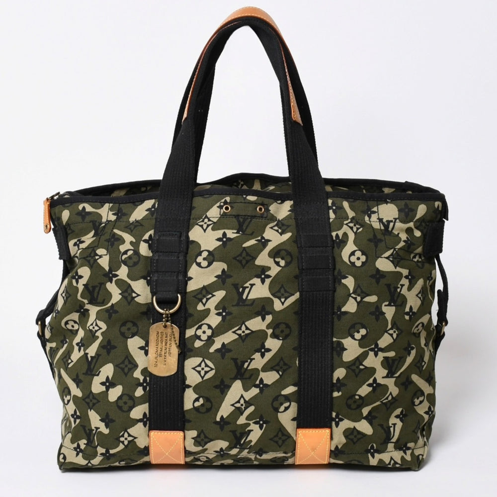 極美品 LOUIS VUITTON ルイヴィトン トレイ モノグラモフラージュ モノグラム トートバッグ 村上隆 限定 迷彩柄 M95783 中古 4a006338