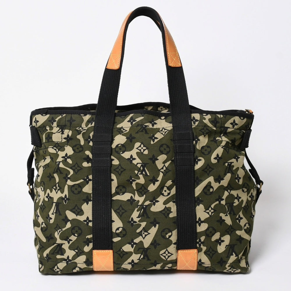 極美品 LOUIS VUITTON ルイヴィトン トレイ モノグラモフラージュ モノグラム トートバッグ 村上隆 限定 迷彩柄 M95783 中古 4a006338