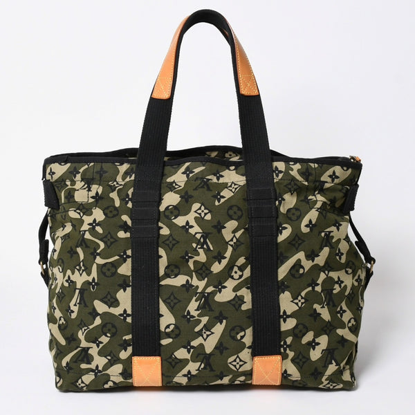 極美品 LOUIS VUITTON ルイヴィトン トレイ モノグラモフラージュ モノグラム トートバッグ 村上隆 限定 迷彩柄 M95783 中古 4a006338