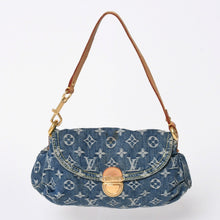 画像をギャラリービューアに読み込む, 極美品 LOUIS VUITTON ルイヴィトン ミニ プリーティ ワンショルダーバッグ M95050 モノグラム デニム インディゴブルー 中古 4a006110