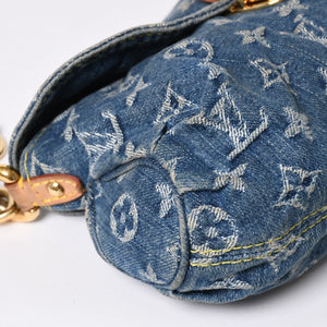 極美品 LOUIS VUITTON ルイヴィトン ミニ プリーティ ワンショルダーバッグ M95050 モノグラム デニム インディゴブルー 中古 4a006110