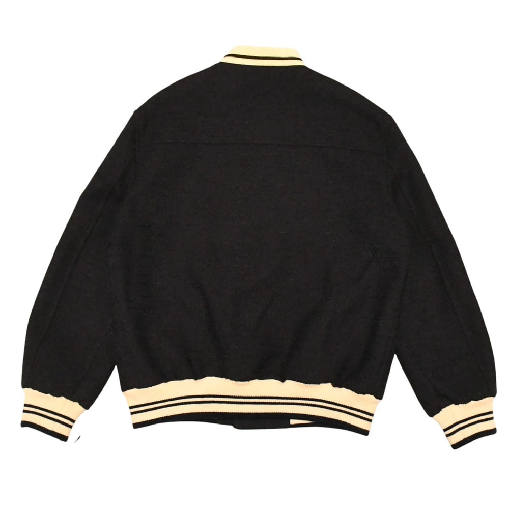 新品同様 VALENTINO ヴァレンティノ コットンツイード ボンバージャケット 7V3CIP68AWL ネイビー ベージュ 48サイズ ゴールド金具 4a006293