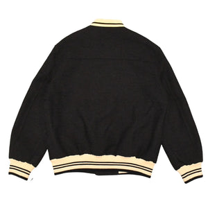 新品同様 VALENTINO ヴァレンティノ コットンツイード ボンバージャケット 7V3CIP68AWL ネイビー ベージュ 48サイズ ゴールド金具 4a006293