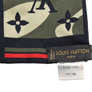 新品同様品 LOUIS VUITTON ルイヴィトン 村上隆 バンドー モノグラモフラージュ M74223 スカーフ ツイリー シルク 中古 4a005715