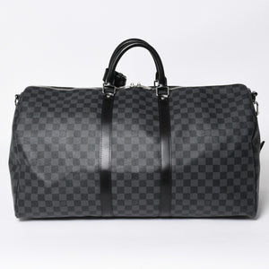新品同様品 LOUIS VUITTON ルイヴィトン キーポルバンドリエール55 ボストンバッグ N41413 ダミエグラフィット ブラック 中古 4a006509
