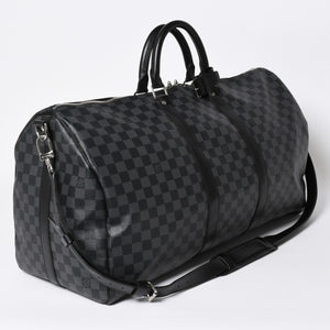 新品同様品 LOUIS VUITTON ルイヴィトン キーポルバンドリエール55 ボストンバッグ N41413 ダミエグラフィット ブラック 中古 4a006509