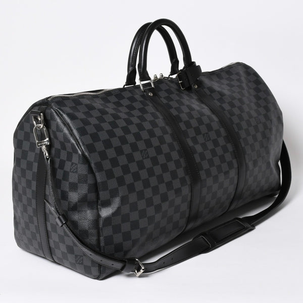 新品同様品 LOUIS VUITTON ルイヴィトン キーポルバンドリエール55 ボストンバッグ N41413 ダミエグラフィット ブラック 中古 4a006509