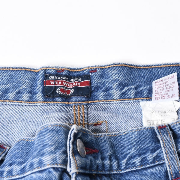 WU WEAR ウーウェア バギーデニムショーツ CUT# 541 インディゴ バギーフィット ルーズ 38サイズ シルバー金具 美品 中古 4a006296