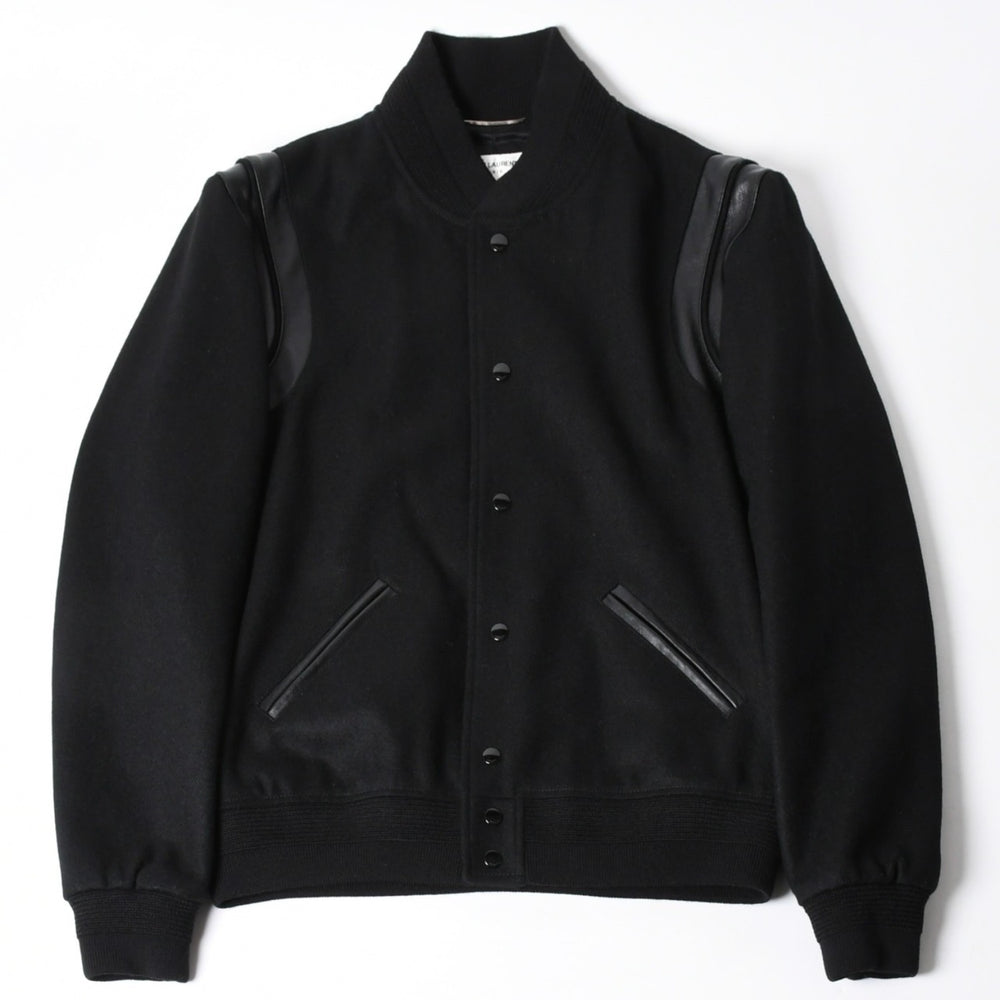 極美品 SAINT LAURENT サンローラン バーシティジャケット テディジャケット ジャケット 354718 ブラック サイズ52 中古 4a006345
