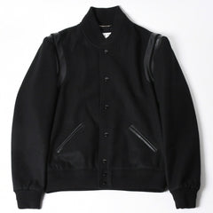 極美品 SAINT LAURENT サンローラン バーシティジャケット テディジャケット ジャケット 354718 ブラック サイズ52 中古 4a006345