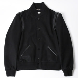 極美品 SAINT LAURENT サンローラン バーシティジャケット テディジャケット ジャケット 354718 ブラック サイズ52 中古 4a006345