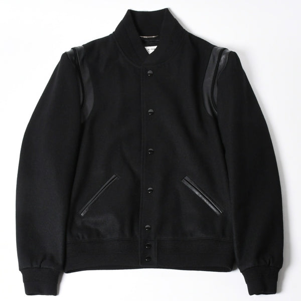 極美品 SAINT LAURENT サンローラン バーシティジャケット テディジャケット ジャケット 354718 ブラック サイズ52 中古 4a006345