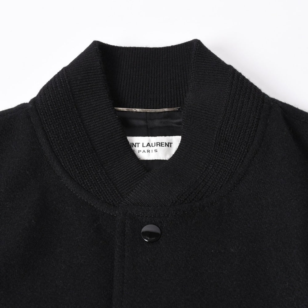 極美品 SAINT LAURENT サンローラン バーシティジャケット テディジャケット ジャケット 354718 ブラック サイズ52 中古 4a006345