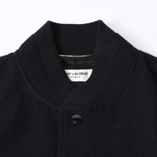 極美品 SAINT LAURENT サンローラン バーシティジャケット テディジャケット ジャケット 354718 ブラック サイズ52 中古 4a006345