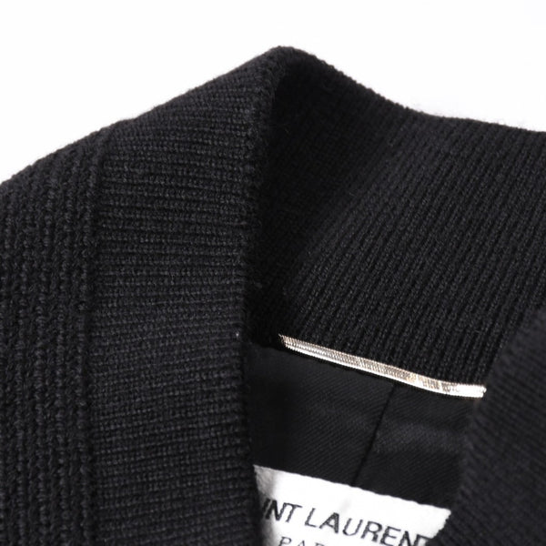 極美品 SAINT LAURENT サンローラン バーシティジャケット テディジャケット ジャケット 354718 ブラック サイズ52 中古 4a006345