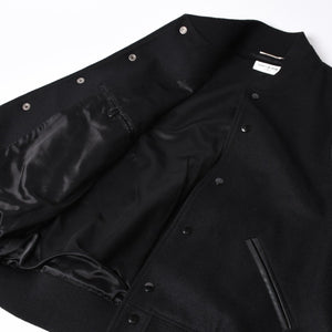 極美品 SAINT LAURENT サンローラン バーシティジャケット テディジャケット ジャケット 354718 ブラック サイズ52 中古 4a006345