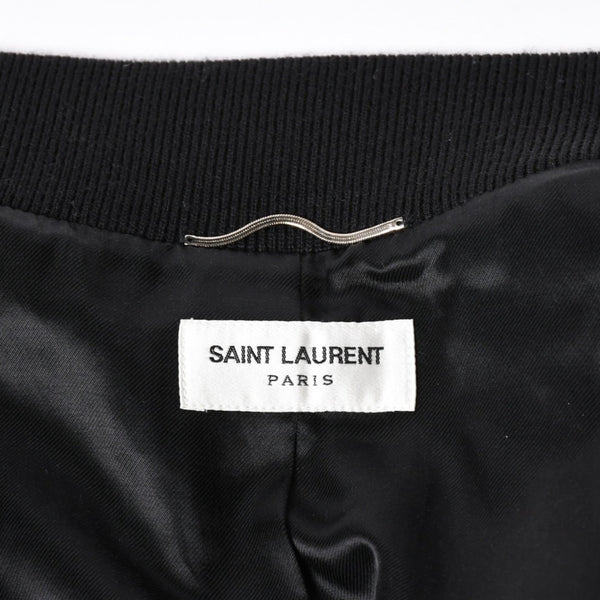 極美品 SAINT LAURENT サンローラン バーシティジャケット テディジャケット ジャケット 354718 ブラック サイズ52 中古 4a006345