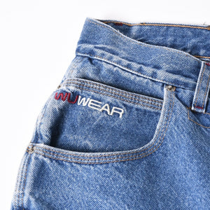 WU WEAR ウーウェア バギーデニムショーツ CUT# 541 インディゴ バギーフィット ルーズ 38サイズ シルバー金具 美品 中古 4a006296