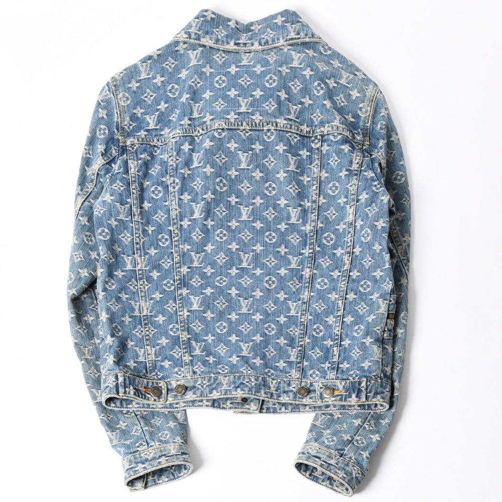 極美品 Louis Vuitton ルイヴィトン モノグラム デニムジャケット 08ss RW052W WHJA01CF7 ブルー サイズ38 中古 4a006349
