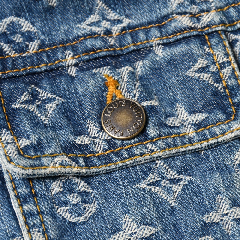 極美品 Louis Vuitton ルイヴィトン モノグラム デニムジャケット 08ss RW052W WHJA01CF7 ブルー サイズ38 中古 4a006349