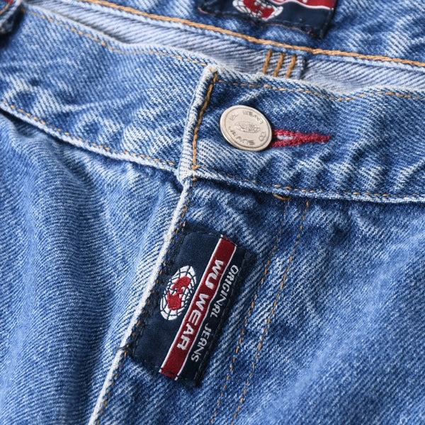 WU WEAR ウーウェア バギーデニムショーツ CUT# 541 インディゴ バギーフィット ルーズ 38サイズ シルバー金具 美品 中古 4a006296