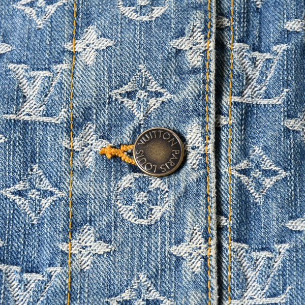 極美品 Louis Vuitton ルイヴィトン モノグラム デニムジャケット 08ss RW052W WHJA01CF7 ブルー サイズ38 中古 4a006349
