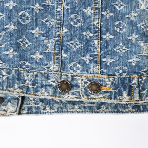 極美品 Louis Vuitton ルイヴィトン モノグラム デニムジャケット 08ss RW052W WHJA01CF7 ブルー サイズ38 中古 4a006349