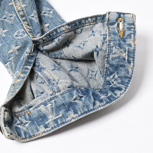 極美品 Louis Vuitton ルイヴィトン モノグラム デニムジャケット 08ss RW052W WHJA01CF7 ブルー サイズ38 中古 4a006349