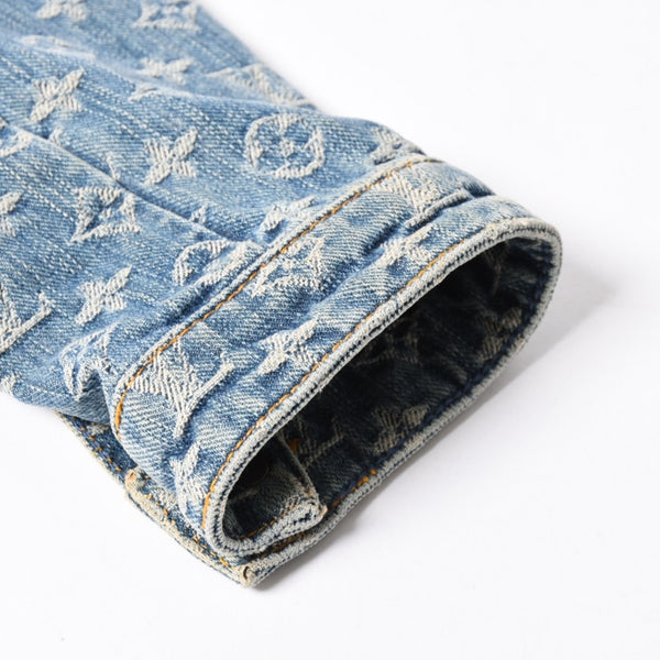 極美品 Louis Vuitton ルイヴィトン モノグラム デニムジャケット 08ss RW052W WHJA01CF7 ブルー サイズ38 中古 4a006349