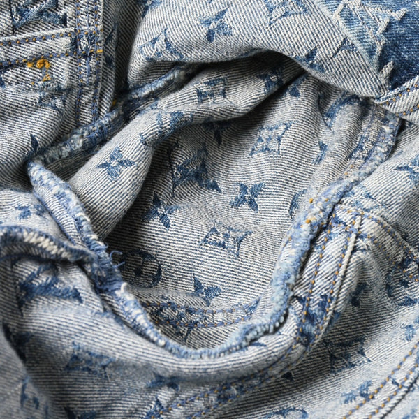 極美品 Louis Vuitton ルイヴィトン モノグラム デニムジャケット 08ss RW052W WHJA01CF7 ブルー サイズ38 中古 4a006349