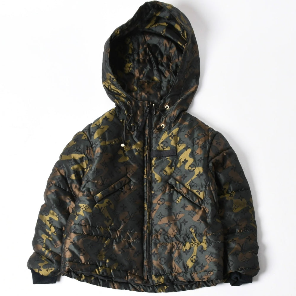 極美品 LOUIS VUITTON ルイヴィトン ダウンジャケット 中綿ジャケット カモフラージュ 村上隆 サイズ6 カシミヤ 迷彩 中古 4a005712